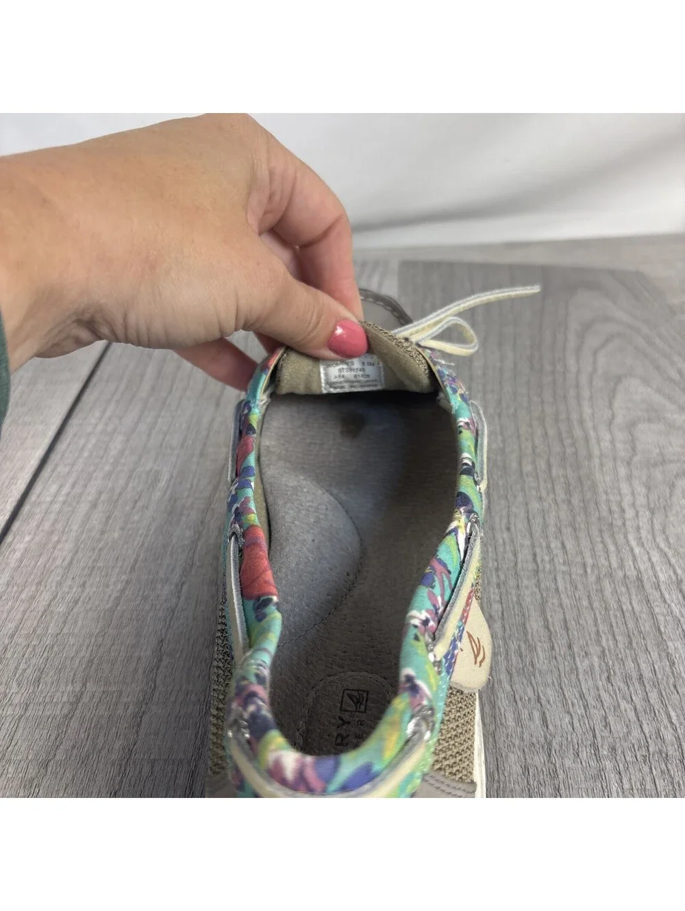 Sperry Top-Sider Angelfish Boat Shoes Floral Mesh Tan Slip On 8.5M